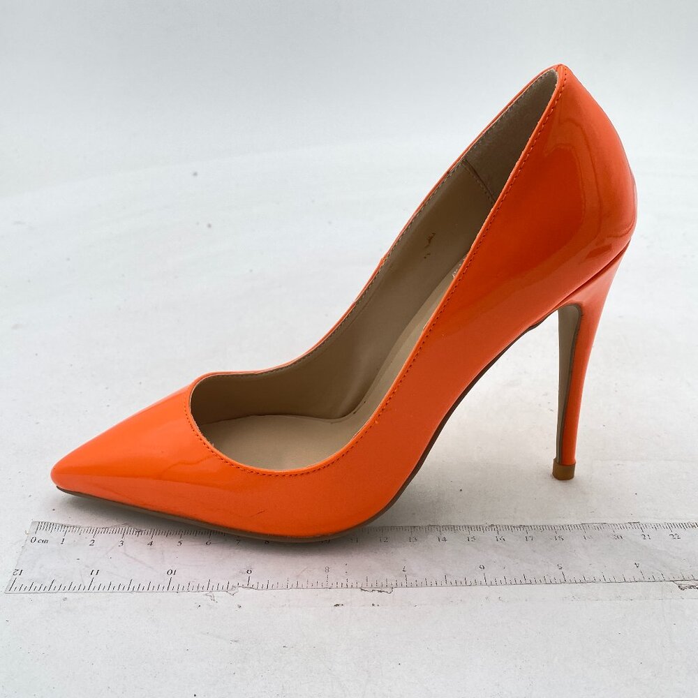 FSJ Orange Pointed Toe Pumps High Heel Sexy Stilettos Slip On Office Dress Shoes